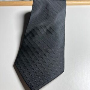 Unbranded Mens Necktie 100% Silk Ribbed Diagonal Stripe Black OS‎